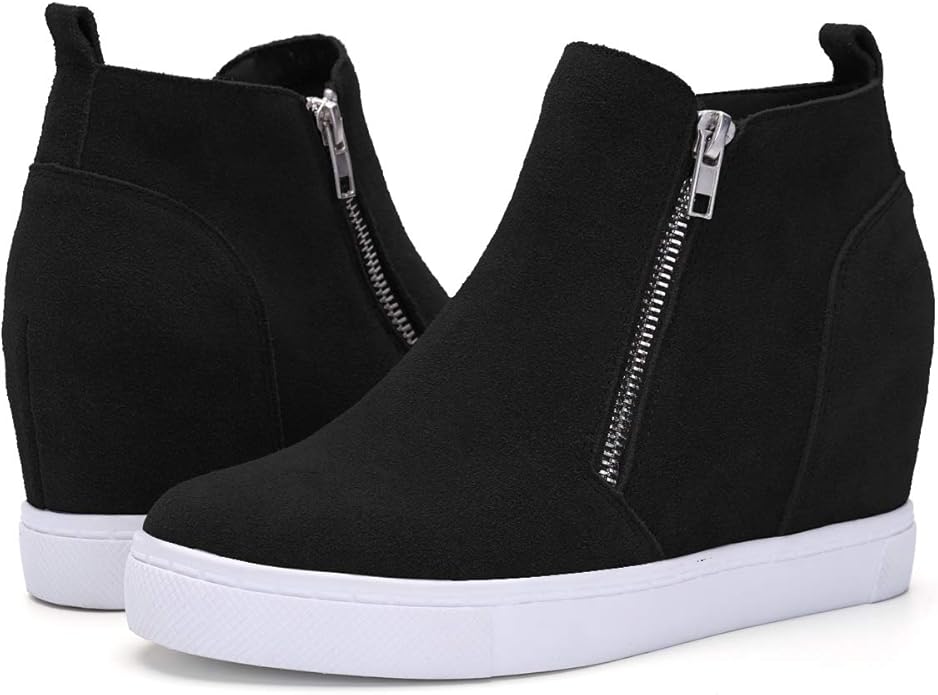 Athlefit Women's Wedge Sneakers Hidden Heel Platform Wedge Booties Hidden Wedgie Sneakers