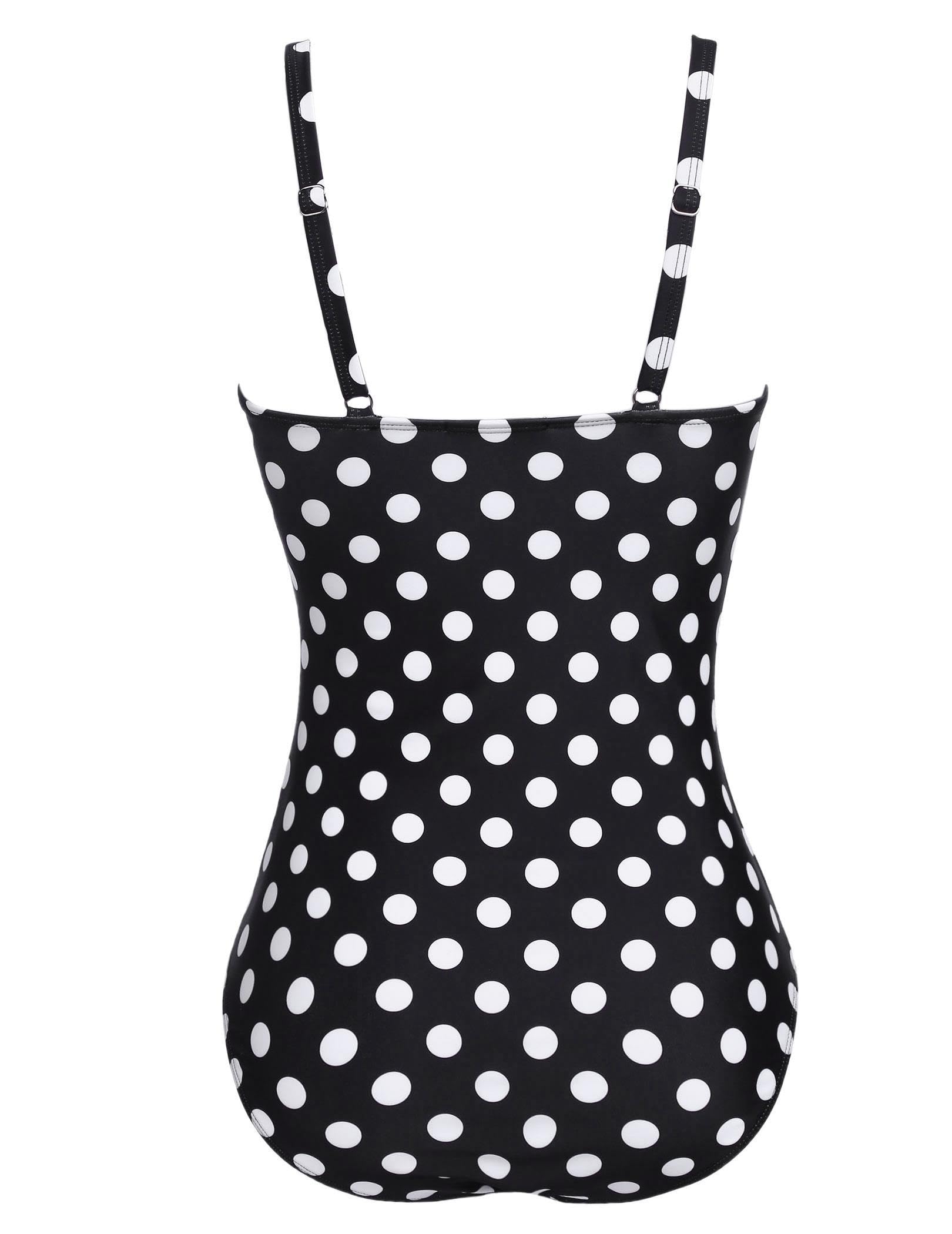 Traje de baño de una Pieza para Mujer Traje de baño con Control de Barriga Traje de baño de una Pieza Monokinis Fruncido Bikini Retro Vintage