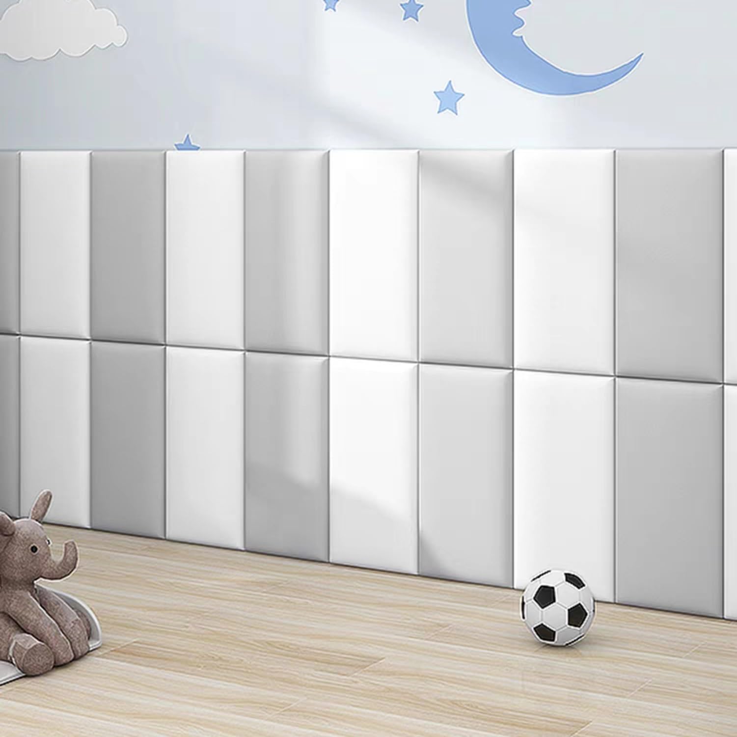 Tête De Lit Tapissée - 120cm-6pcs/160cm-8pcs/200cm-10pcs Anti-Collision Panneau Mural 3D Rembourré - 3.2cm D'épaisseur Auto-Adhésive Tapis Murale (Color : Grey, Size : 200x50cm)