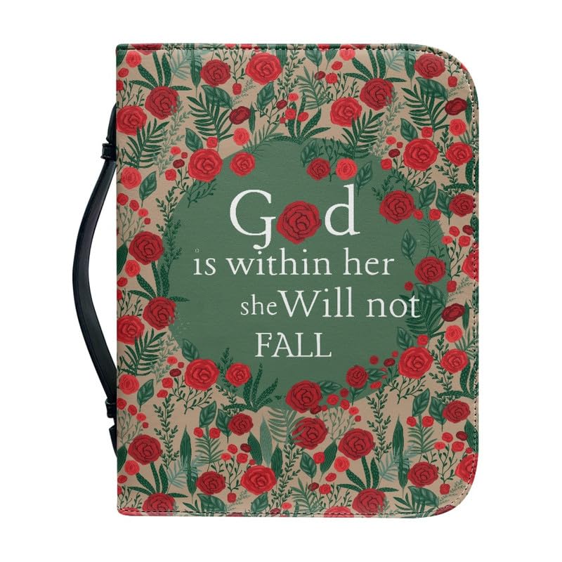 Garronmavis God Saying Men-Bible Cover Artistic Red Roses Stylish Carrying Bag Lord Quote Church Study Book Carrier - 2XL — image 1
