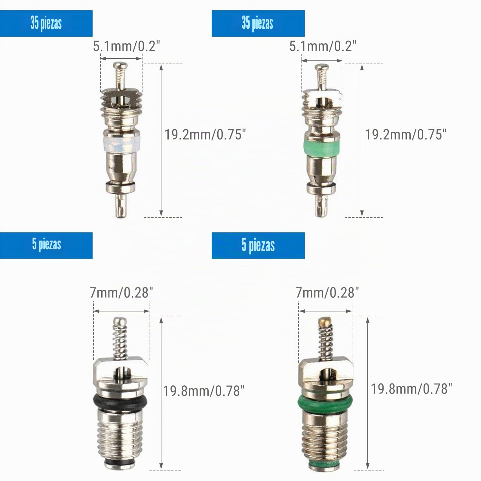 Obus Aire Acondicionado, 102Pcs A/C Válvula Núcleo R12 R134A, Kit Sello Núcleo Válvula Aire Acondicionado Automóvil, para Coche