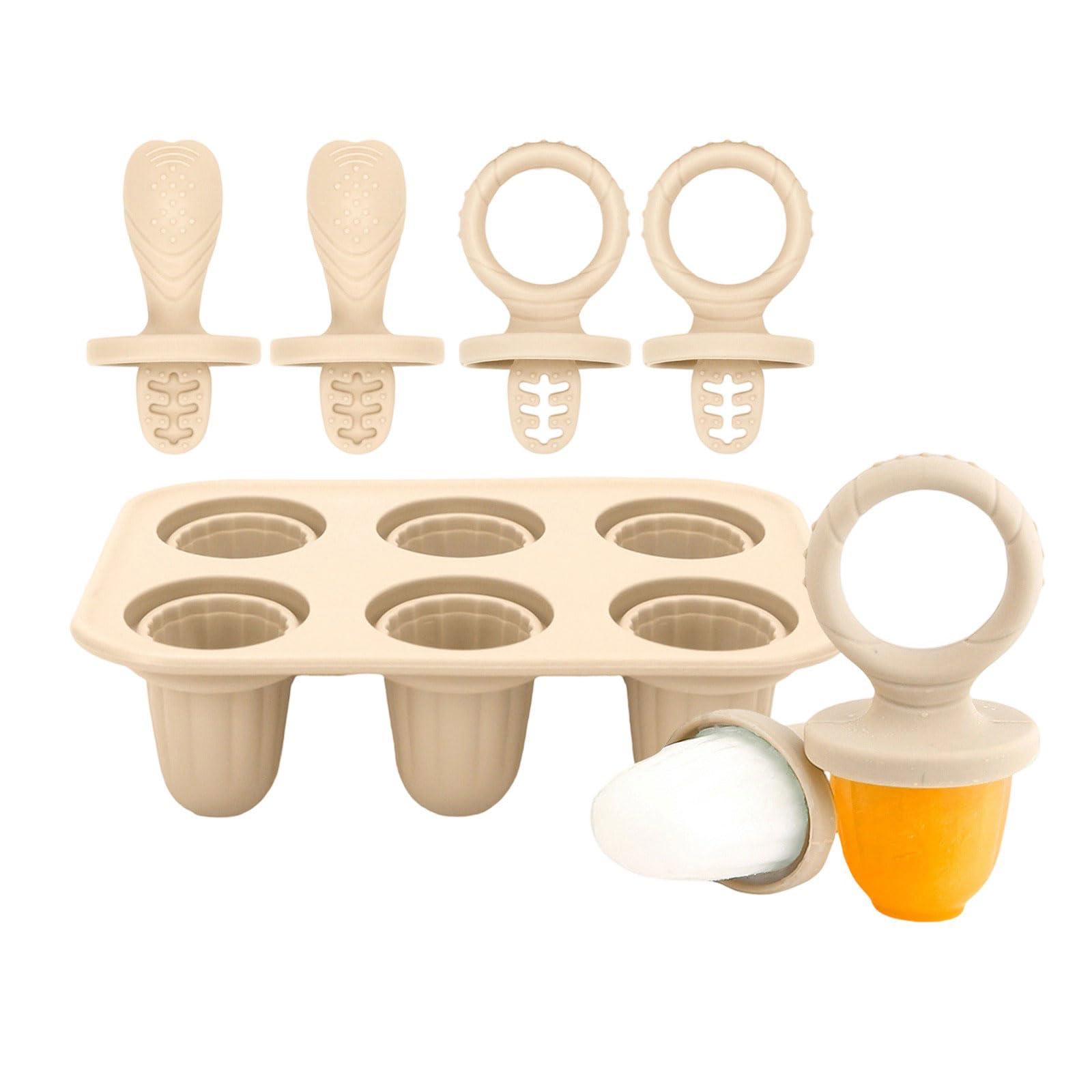 HDOYTXXM Silicone Teething Ice Cubes Molds for Babies with 6 Popsicles Shape Safe Chewing Toy and Iced Treats Maker Baby Teething Cubes Molds