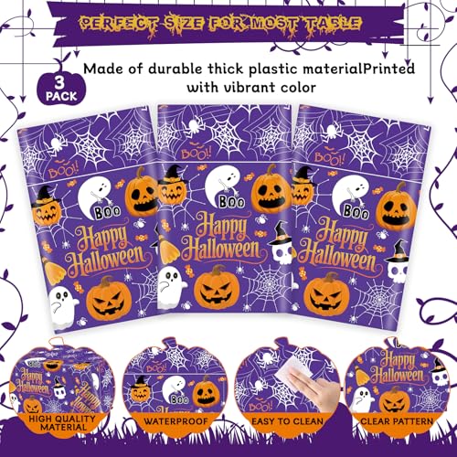 MEIDUO Halloween Tablecloths, 3 Pack 54 x 108 Inch Orange Purple Covers Set - image 3