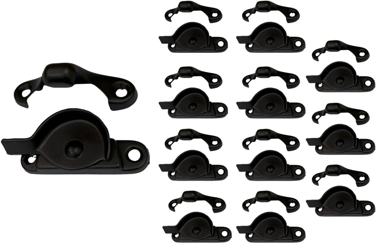 QCAA Zinc Die Cast Window Sash Lock, 2-7/16", Matte Black, 12 Pack, Made in Taiwan