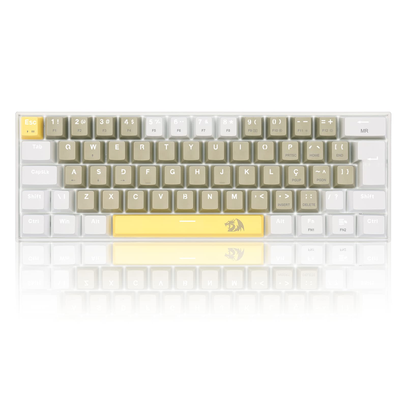 Redragon TECLADO GAMER LAKSHMI AMARELO+CINZA+ BRANCO COM SWITCH MARROM