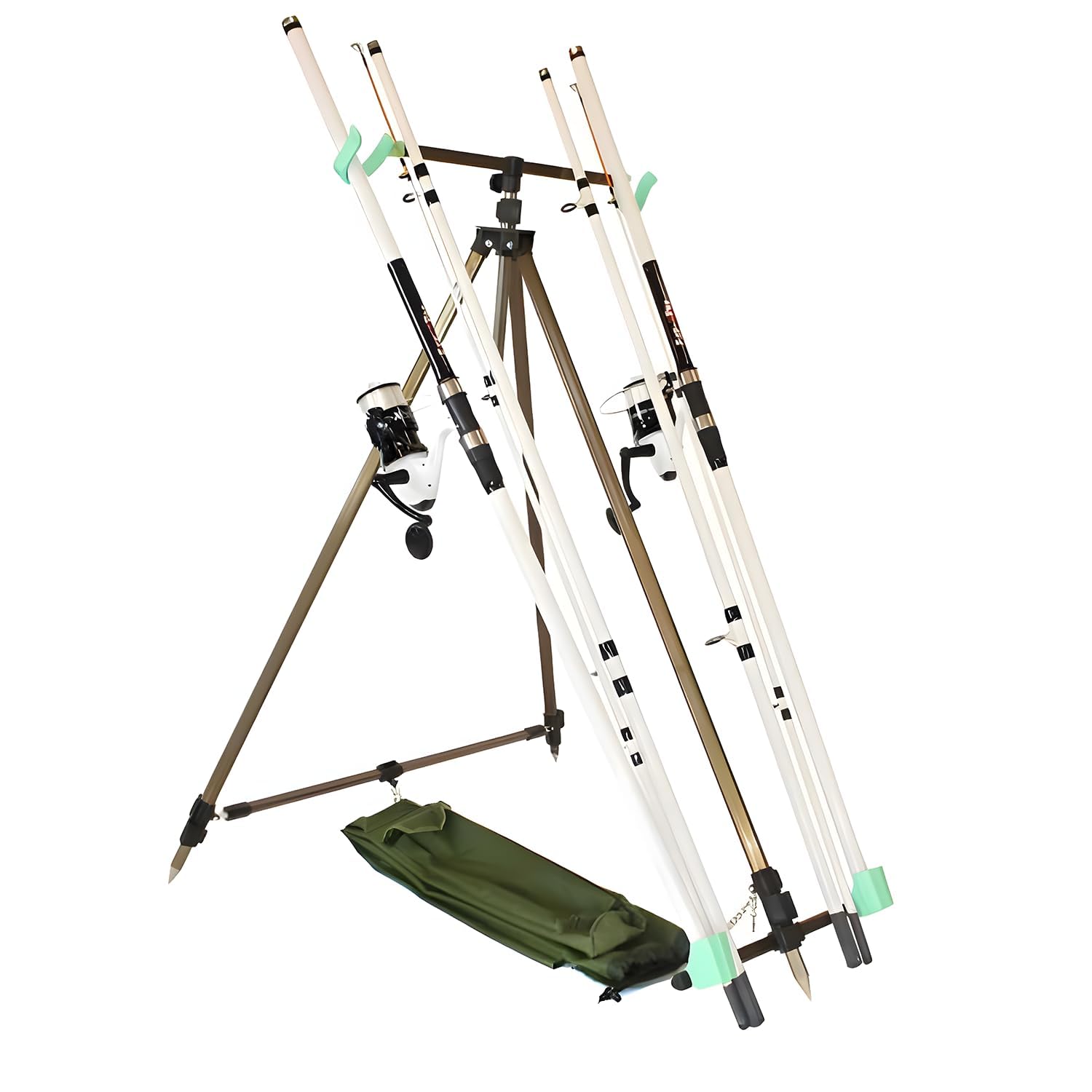 Beach Pro Deluxe – 2 Ruten – 2 Rollen – Strandunterstützung – Strand-Angelset – Strandruten-Set – 3,90 m – Weiß