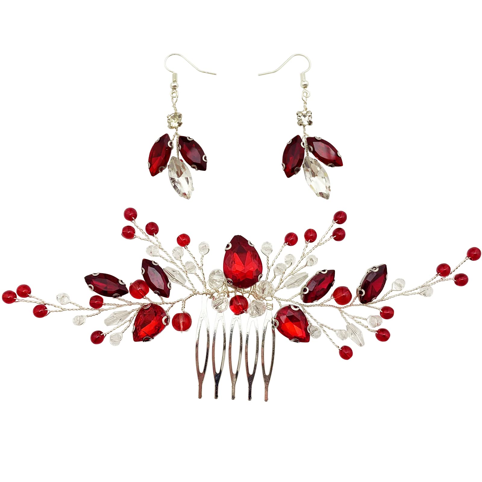 Amazon.com : Bridal Crystal Hair Comb and Earrings Set  display picture 1
