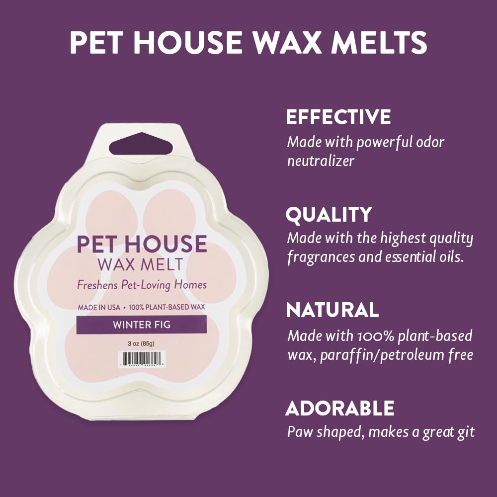 One Fur All Pet House Winter Fig Wax Melt - Long-Lasting, Scented, Natural Odor Solution for A Fresh Smelling Home, Pet-Friendly Plant-Based Soy, 3 OZ