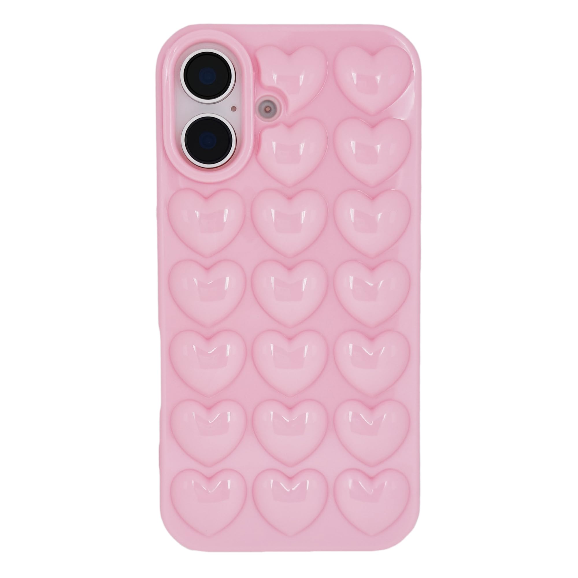 Case For IPhone 16e, Bling Glitter 3D Hearts Phone Case Cute Sparkly Crystal Clear Heart Aesthetic Design Cover Slim Soft Durable TPU Transparent Protective Cover For Women Girls - Heart - View #12