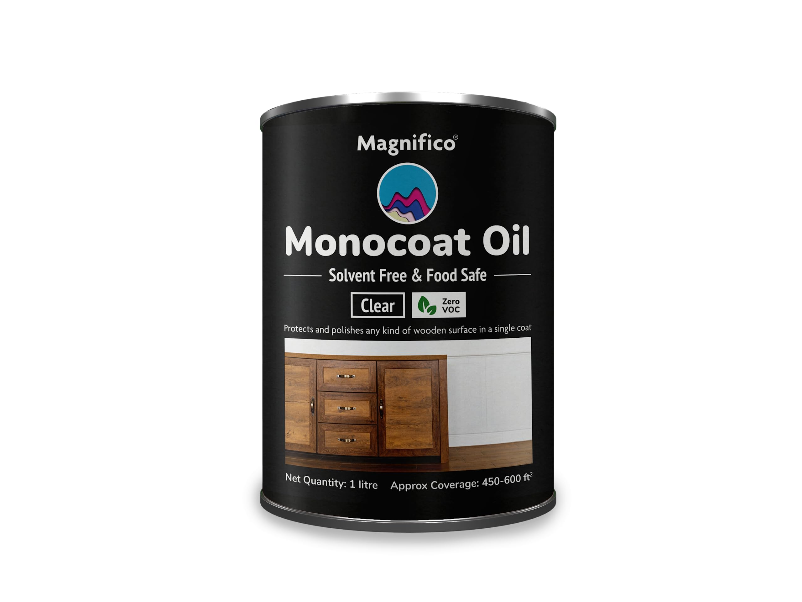 Wood Stain Monocoat Oil 1L (33.8 Oz) - Universal Oil, 100% Non Toxic, 0 VOC Finish for Wood, Leather, Plastics, Metals, Marbles | Interior & Exterior Use