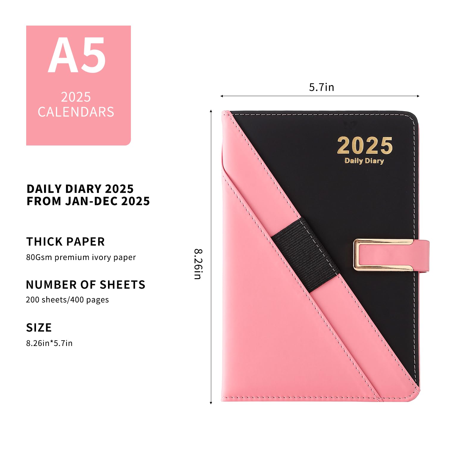 Agenda 2025 Mljtoyo A5 Giornaliera - Copertina Morbida Con Penna, Adesivi E Fasce Elastiche - Foto 7