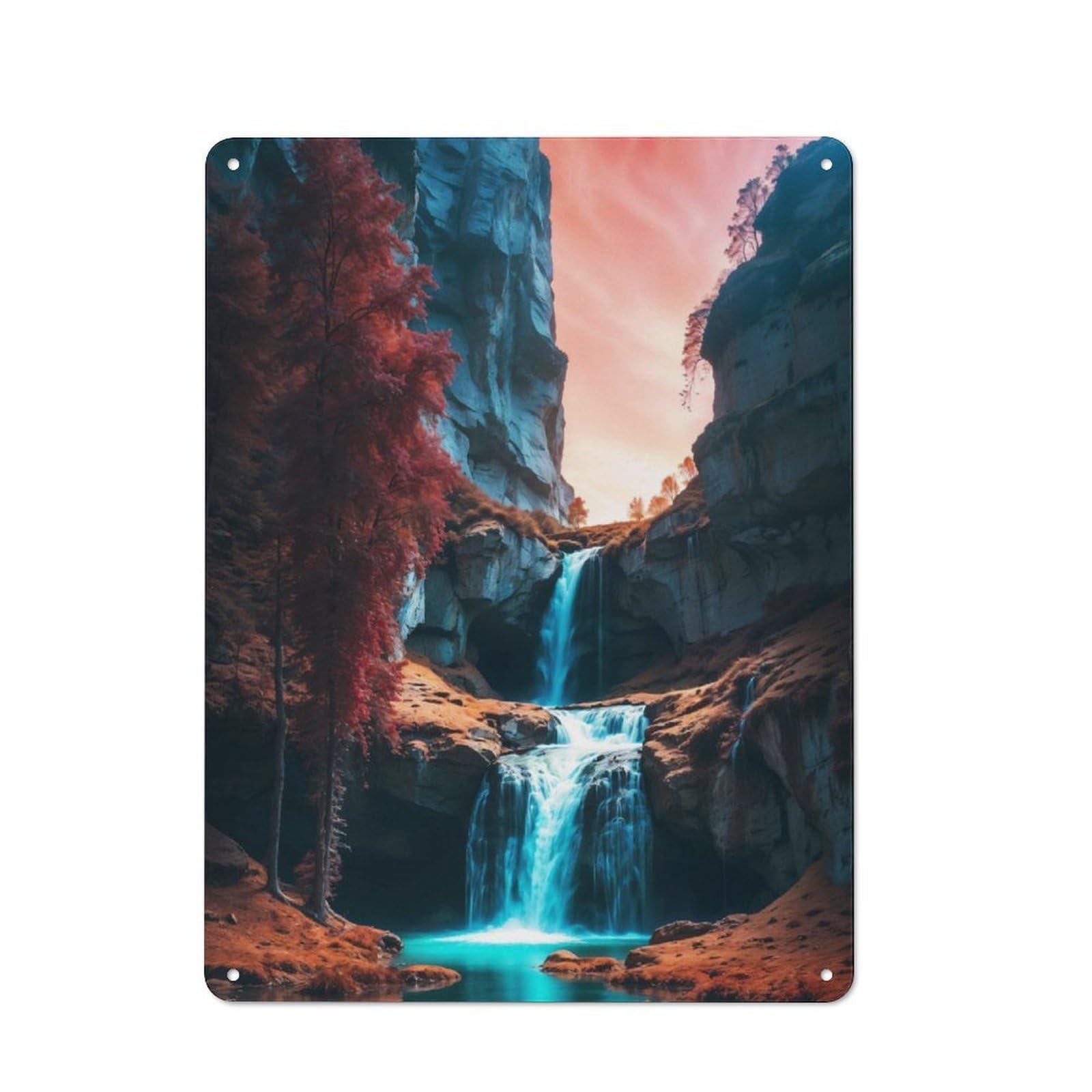 Junmoney Cascading Waterfall Canyon 40X30cm Retro Metal Sign With For Café Or Restaurant, For Collectors Decorating Cafés And Restaurants