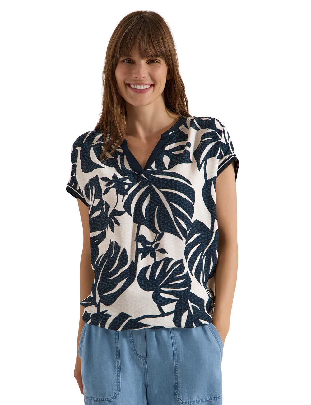 Cecil Blouse with Split Neck and Print Mix Palm Breeze Green M