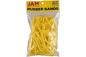 JAM PAPER Durable Yellow Rubber Bands: Size 64, Multi-Purpose Rubberbands, 100-Pack