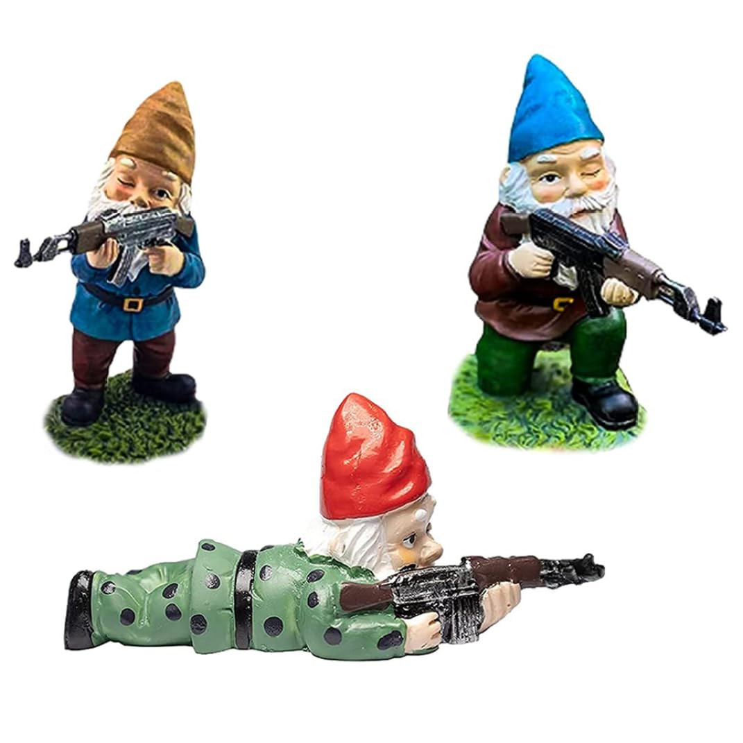 Peosaard Assorted Color Garden Gnomes,Army Gnomes Outdoor Garden Statues,Desktop Indoor Outdoor Lawn Yard Decorations Halloween Holiday Christmas Thanksgiving Gifts (Red+Yellow+Blue) Statue