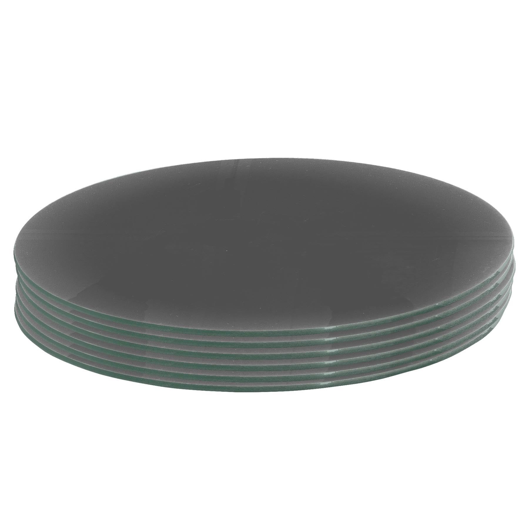 Harbour Housewares Round Glass Placemats - 30cm - Grey - 6x