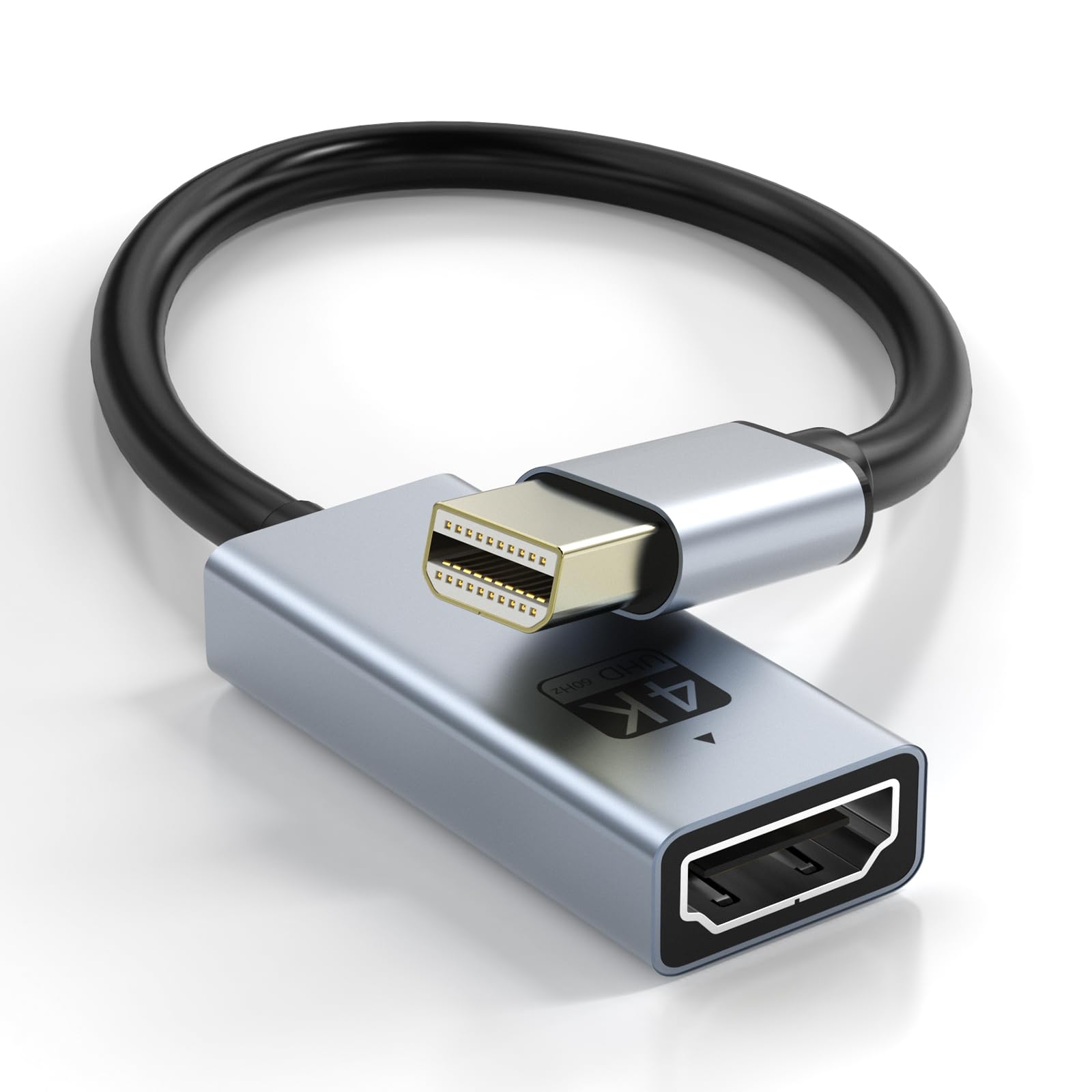 Cyberguys! Adattatore da Mini DisplayPort a HDMI, 4K a 60Hz Mini DP (compatibile con Thunderbolt 1/2) a HDMI, Plug & Play, placcato oro, per MacBook Pro/Air, Surface, iMac (non USB-C/Thunderbolt 3)