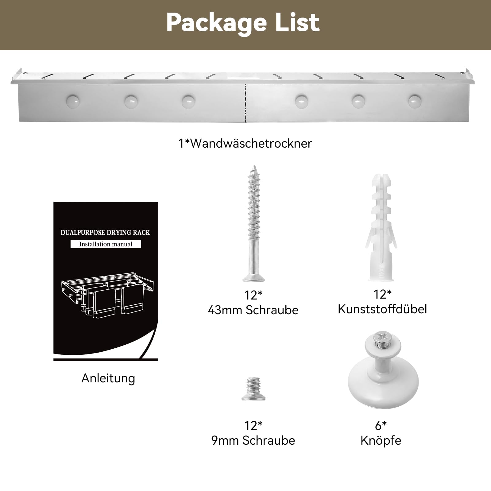 Wäschetrockner Wand, Wäscheständer Wandmontage, 100cm Wäscheständer zum Ausziehen Wand für Badezimmer, Balkon, Terasse, platzsparend Wandwäschetrockner ideal für Indoor & Outdoor (Weiß - 100cm)
