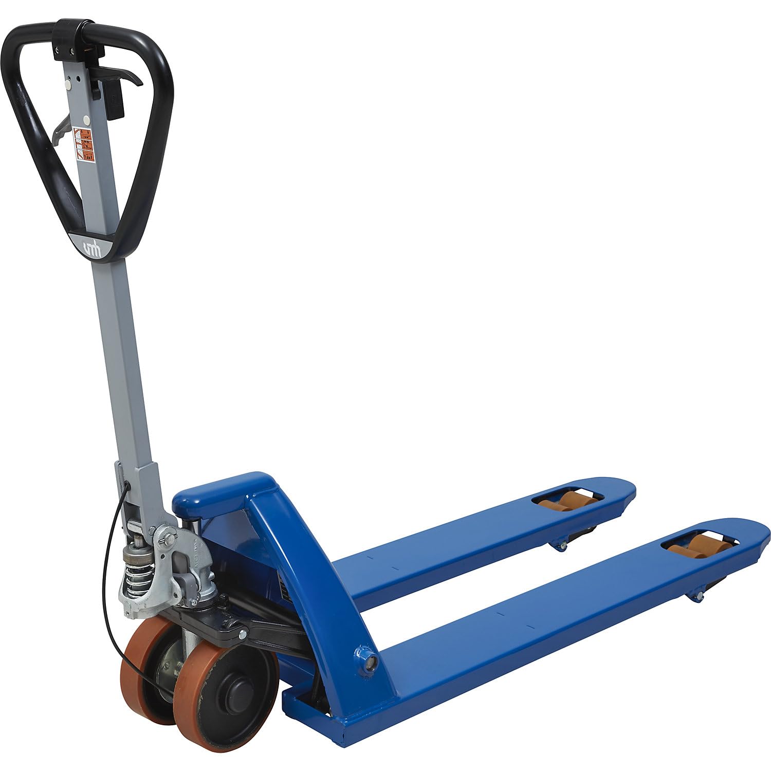 eurokraft pro | Paletthubwagen | Polyurethan Rollen, mit Fahr- und Feststellbremse, Gabellänge 1150 mm