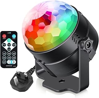 Disco Lights, 360° Rotation Sound Activated Disco Ball Party Lights with Remote Control - 3W RGB Dynamic Light Effect for Kids Birthday, Friends Gathering, home disco, Xmas