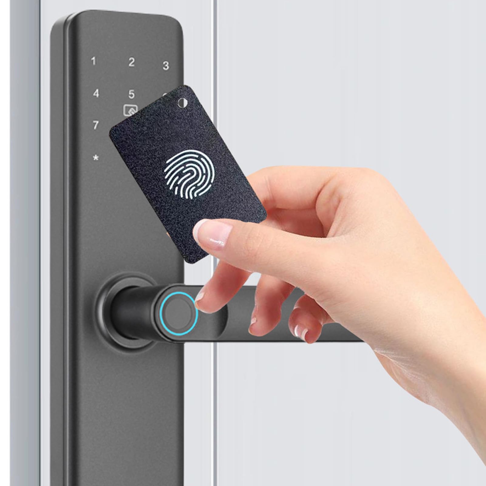 Cerradura de Puerta con Huella Dactilar, Cerradura con Teclado | Acero y ABS; Puertas Interiores de dormitorio; Claves en app; Modo silencio; Respaldo USB-C; Manija inteligente.