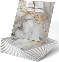 WADILE 20pcs Gold Marble Peel and Stick Wall Tiles 11.8x11.8 Waterproof Self-Adhesive PVC Backsplash for Kitchen Bathroom Shower