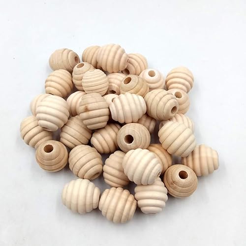 Miniatura 5 de 30 piezas de 0.787 in de madera sin terminar roscado espaciador de madera suelta panal redondo cuentas de colmena cuentas de colmena accesorios de