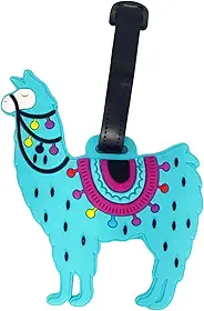 Identificador De Mala De Viagem Tag de Bagagem Avião Férias Etiqueta Silicone Premium (TAG 10 Lhama Azul)