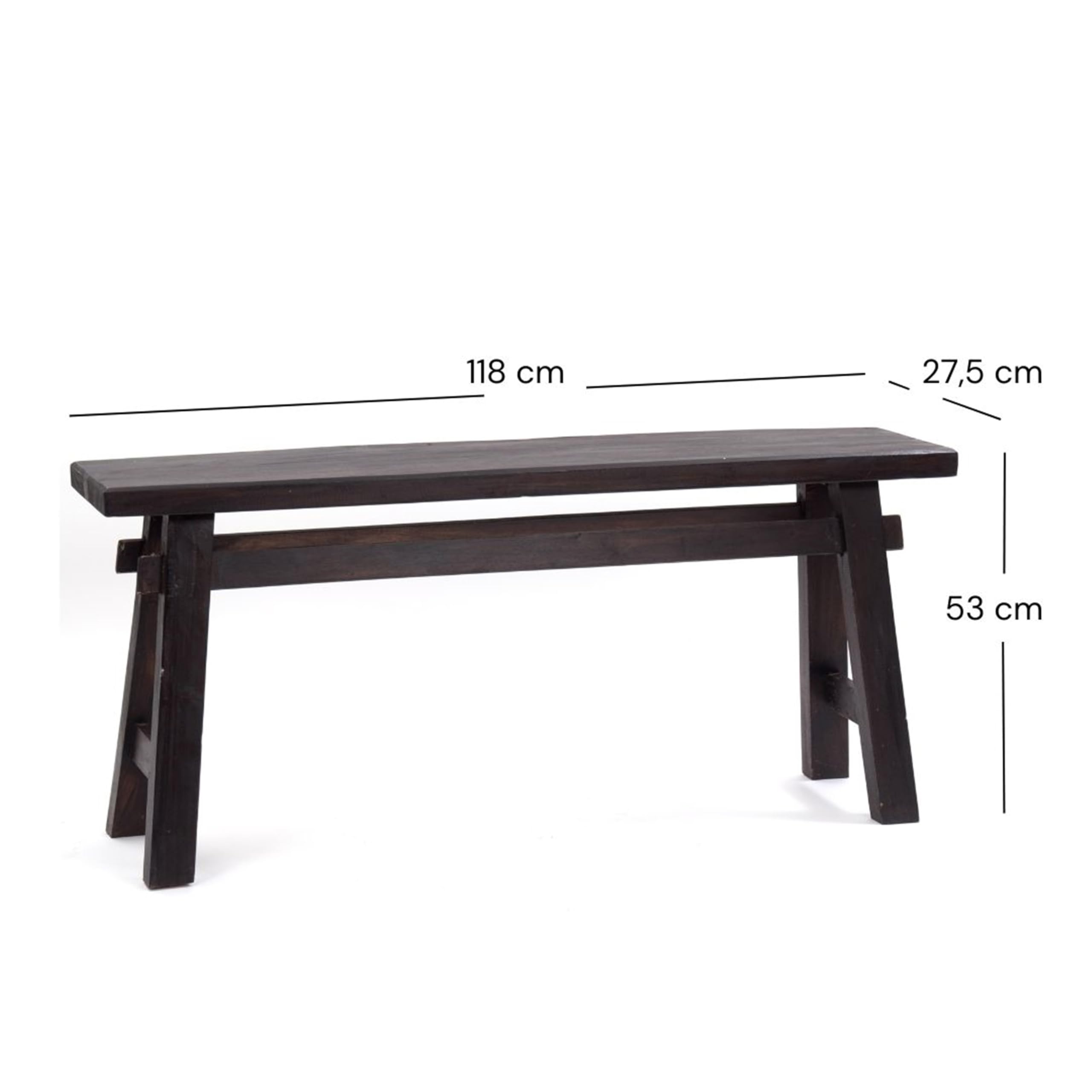 DESIGN DELIGHTS Banc East | Acajou, 118x27,5x53cm (LxPxH) | En Bois Naturel, Rustique pour l'Entrée, Cuisine, d'Appoint Vintage, de Lit | Couleur: 03 Marron