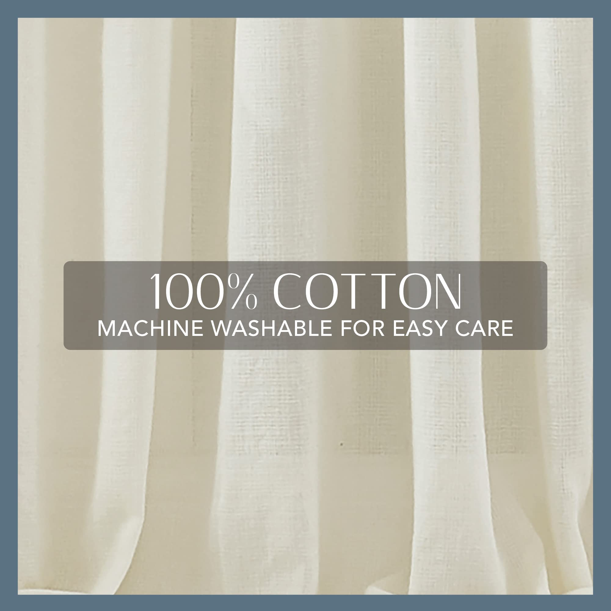 Elrene Tab-Top Ruffle Sheer Window Curtain Living, Dining Room, Bedroom, Cotton, Ivory, 52 in x 84 in (1 Panel) - Image 4