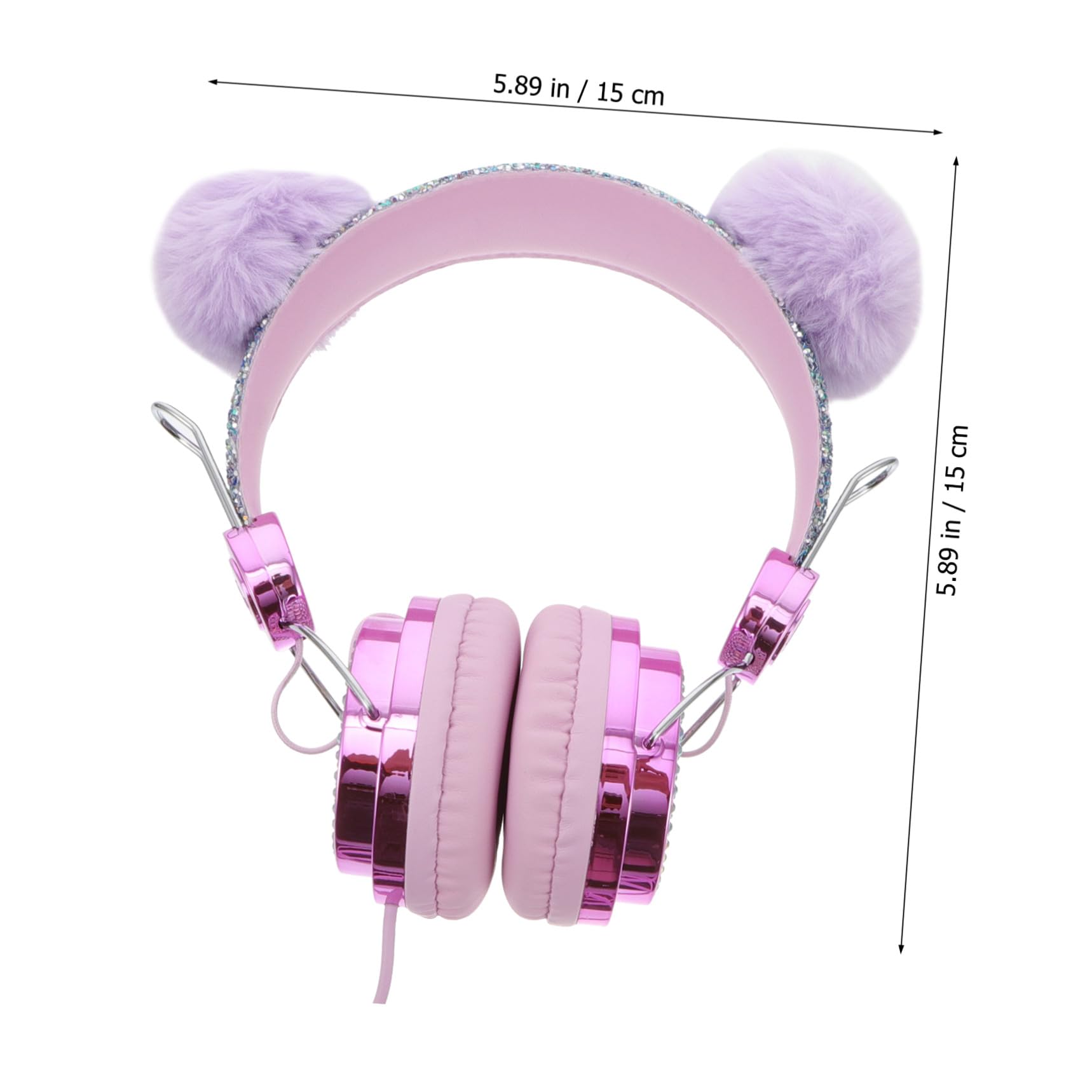 OSALADI 2piezas Auriculares para Niño Niña Diseño De Gato Diadema Brillos y Bola De Pelo Auriculares Micrófono Compatibles Teléfonos y Tablets Música