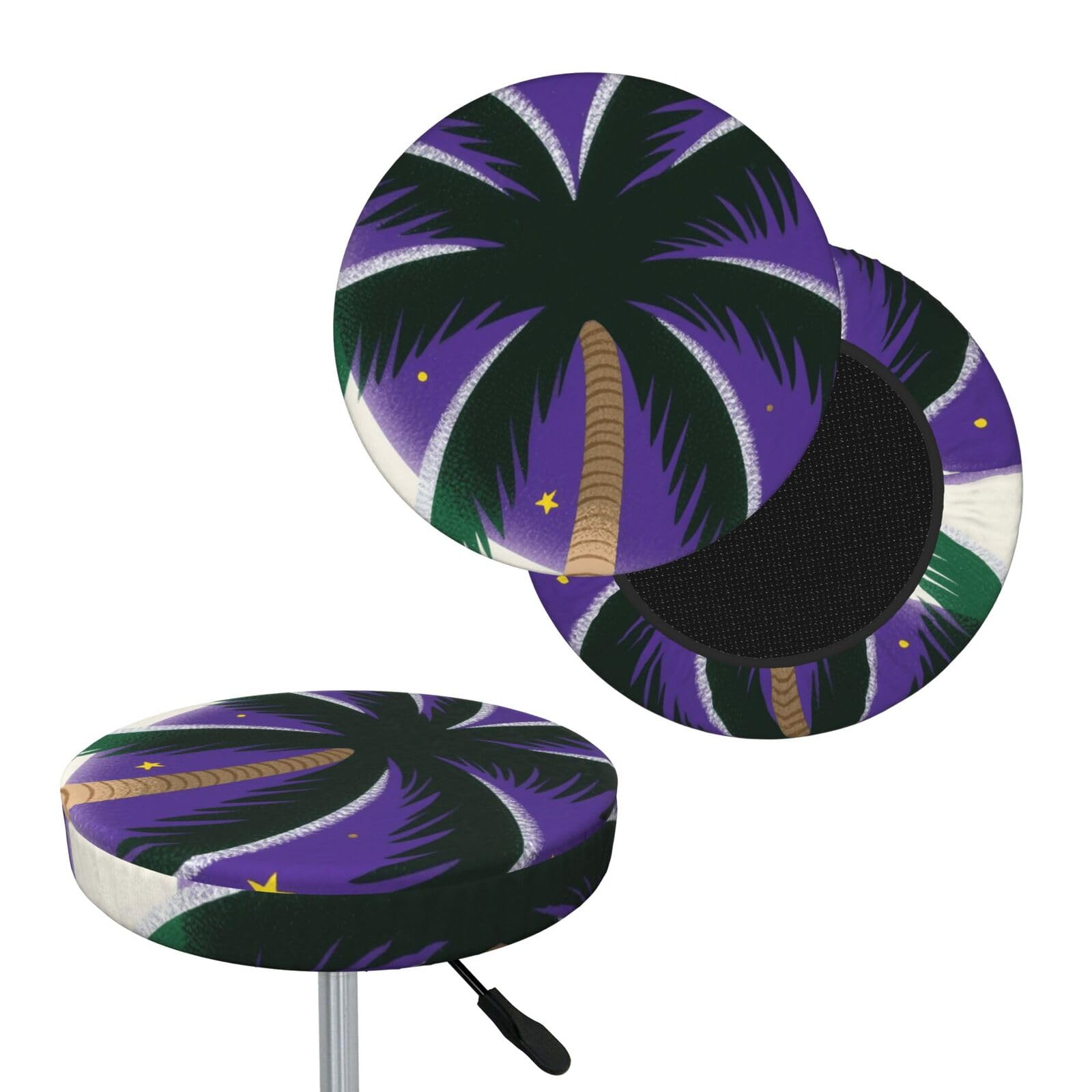 FekiLoot Tropical Palm Tree Round Bar Stool Covers Stretch Washable Bar Stool Covers Dustproof Slipcover Bar Chair Covers with Elastic Band for Bar Kitchen Living Room Decor 14 Inch