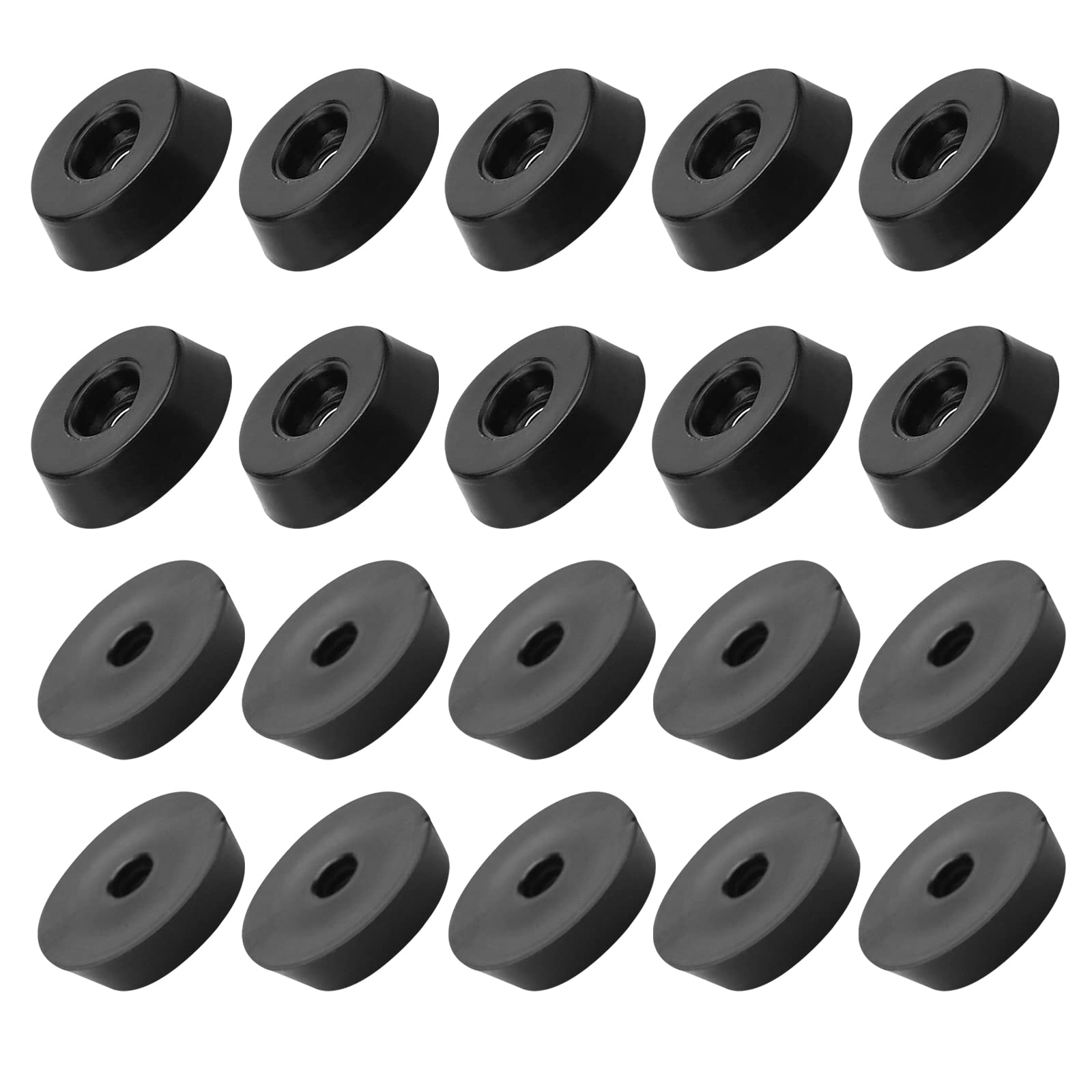 METALLIXITY Rubber Bumper Feet (18x5mm/0.71"x0.2") 40Pcs, Round Leg Pads Floor Protectors with Metal Washer - for Home Tables Chairs Cutting Board, Black
