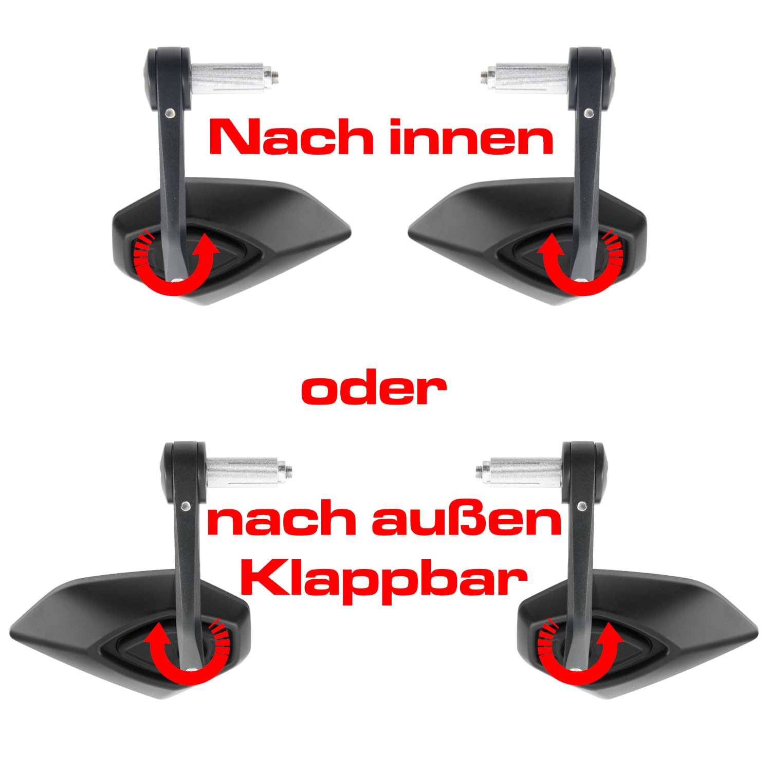 Area1 universal Motorrad Lenkerendenspiegel Rückspiegel Paar e-geprüft kompatibel mit Duke SMC/R MT07 MT09 MT125 Z900 Z650 Z500 Z125 CMX CB 500 Hornet SV650 GSXS GSF (Schwarz)