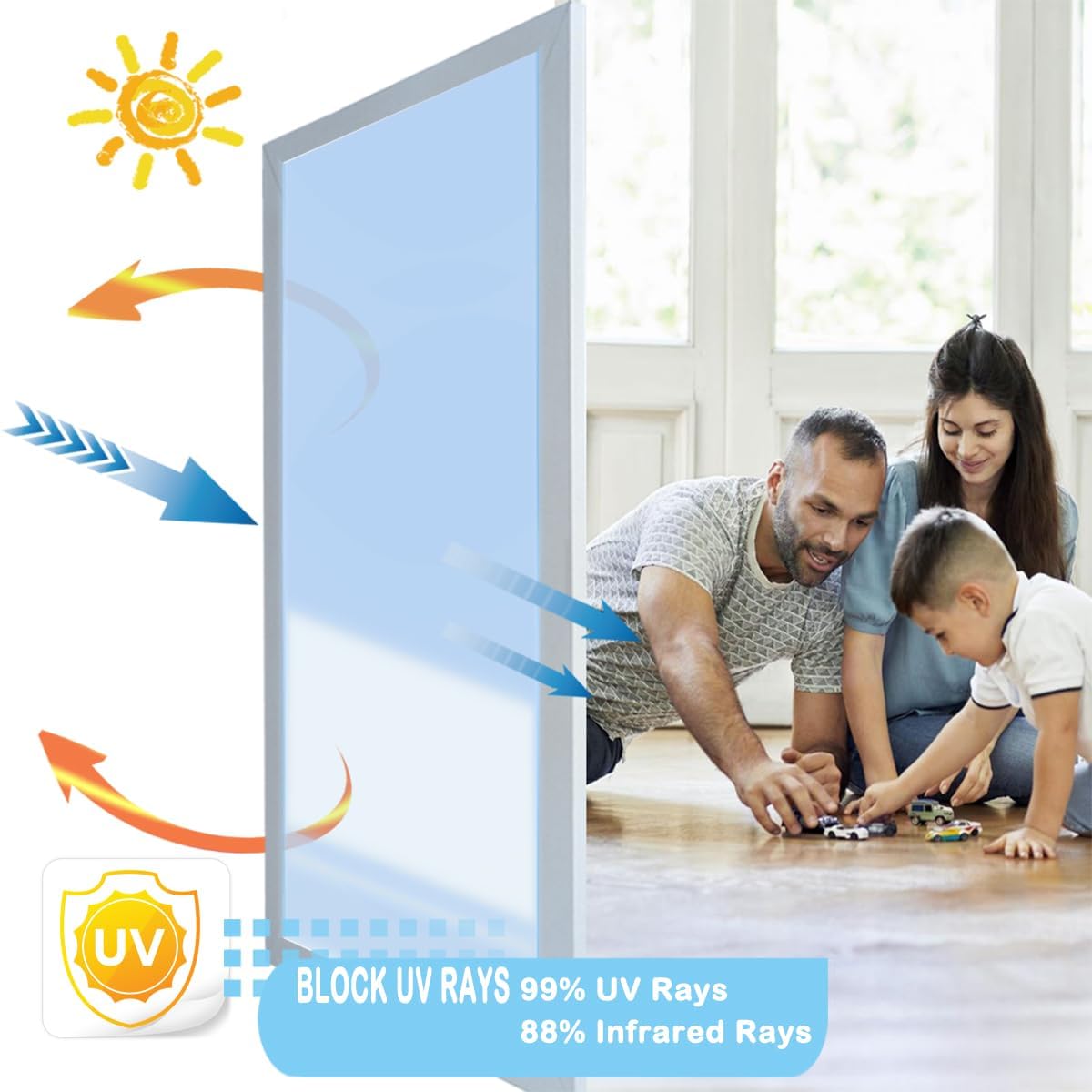 Película de privacidad unidireccional para ventana, tinte de ventana para oficina en casa, película diurna para ventana que no se ve, adherencia estática, control de calor, bloqueo solar, película de