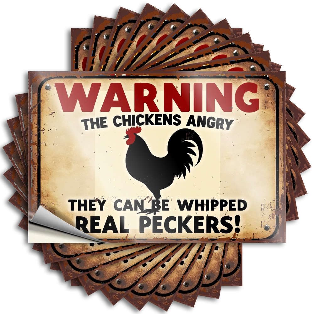 Warning The Chickens Angry Funny Decor Ideas DIY | Coastal Decals Water Removable Vinyl Sticker Decal(8X12CM)