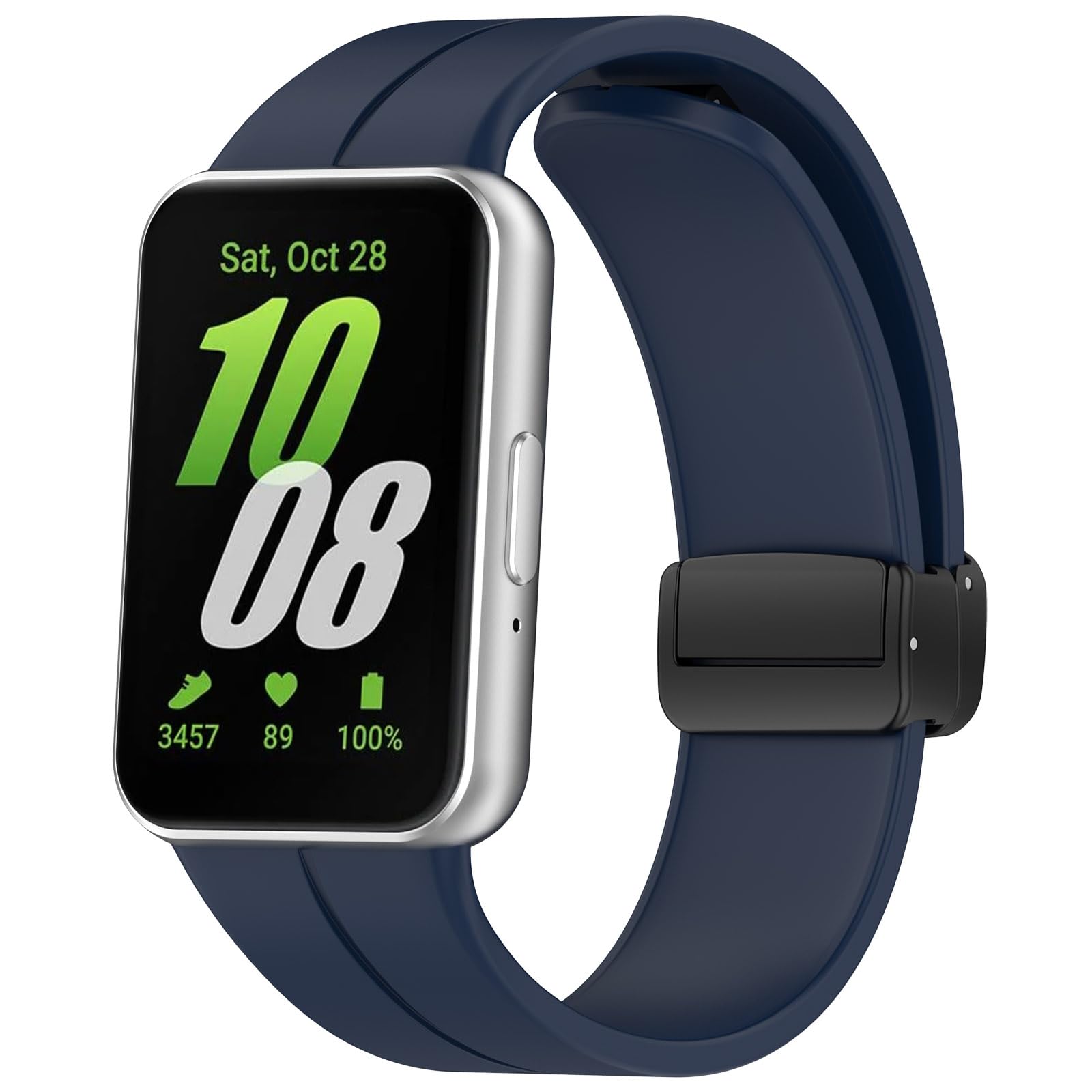 Gheper Replacement Watchband Compatible with Samsung Galaxy Fit3[2024] SM-R390 Magnetic Folding Buckle Design Silicone Sport Wristband Band Bracelet Quick Release Strap