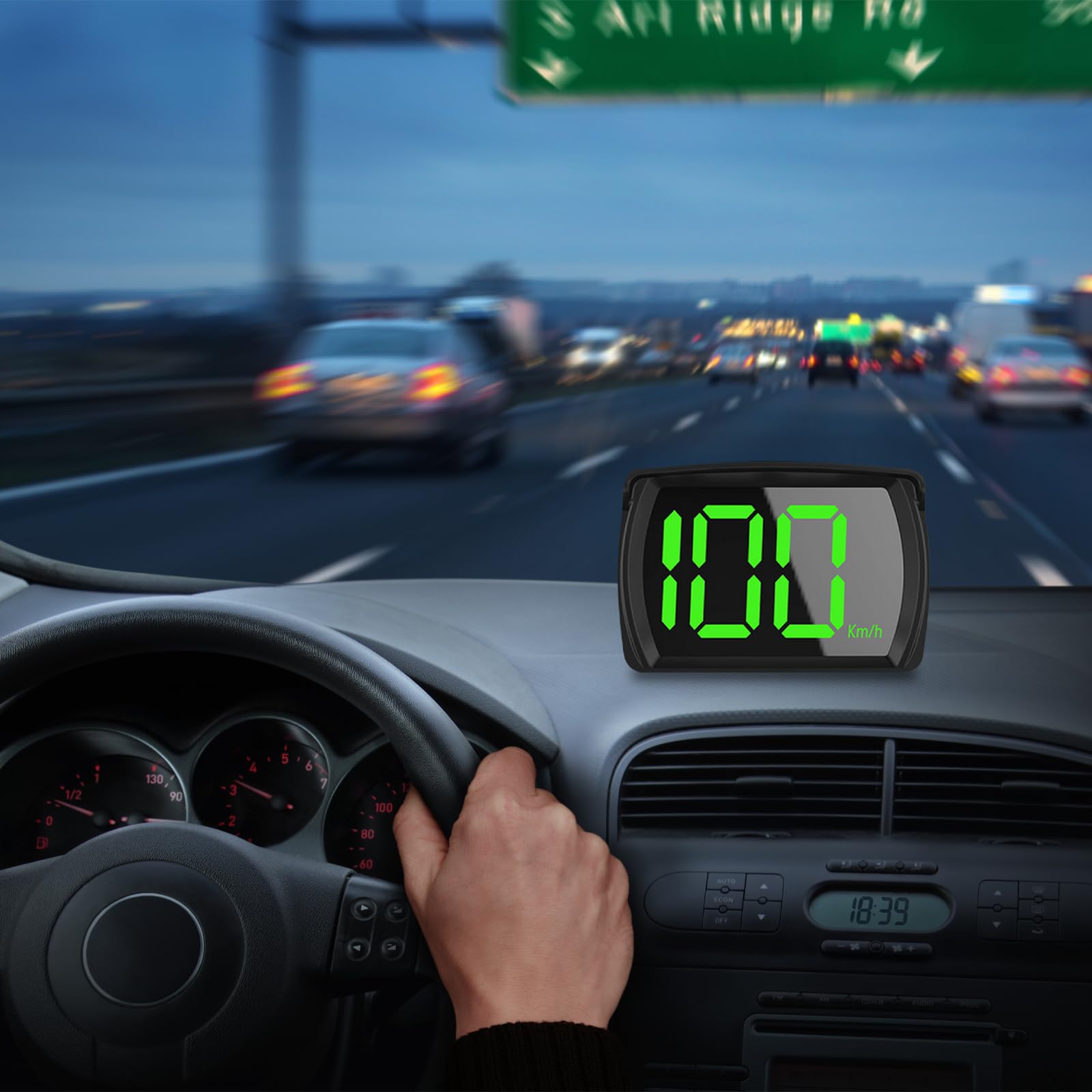 Sporgo Auto Display digitale HUD Head Up Display: tachimetro GPS auto 3,15 x 2,13 pollici, ruota tachimetro, computer da bicicletta con schermo LCD, tachimetro adatto a tutti i tipi di auto