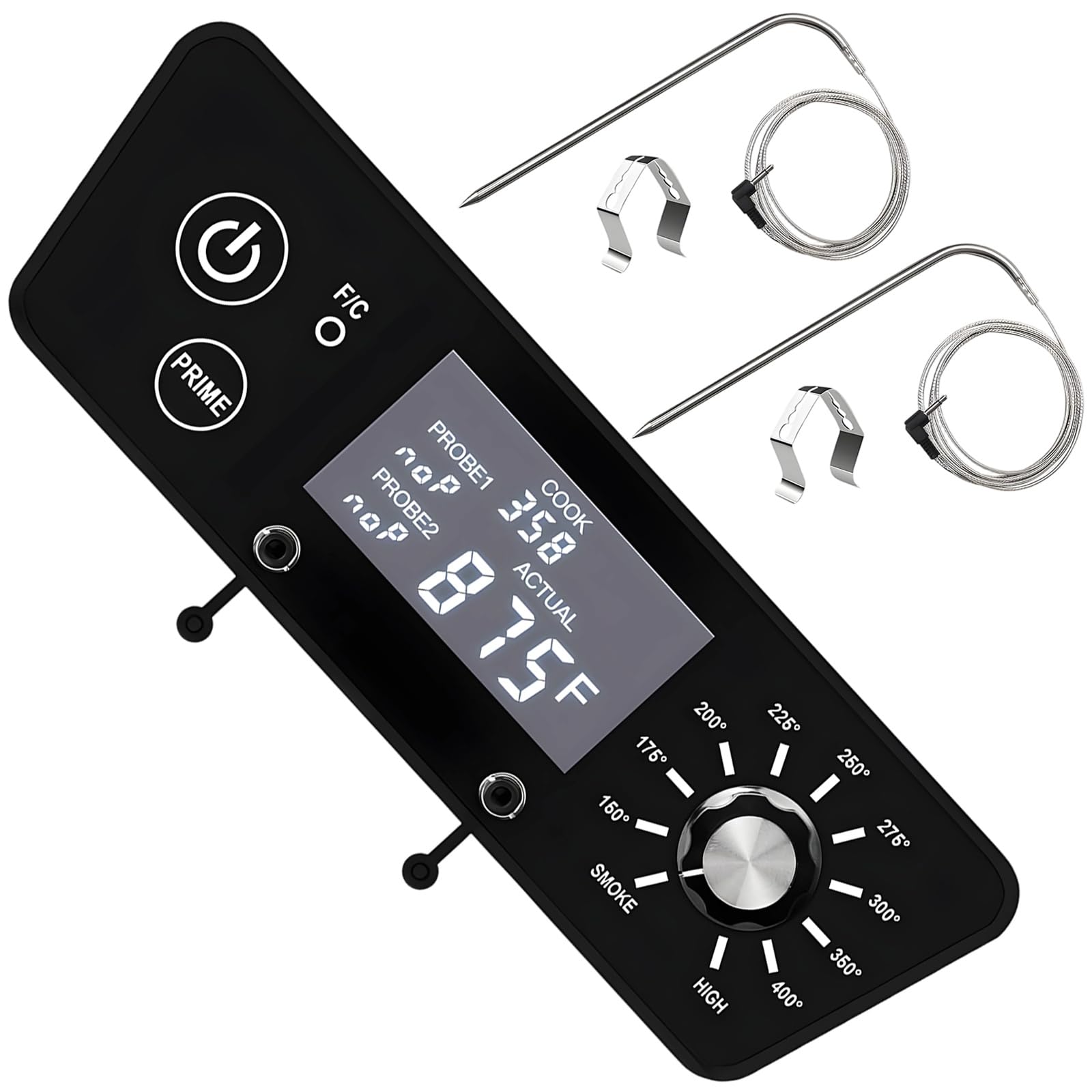 Digitales Thermostat-Steuerboard-Set, kompatibel mit Pit Boss B055 PBV3/4/5/7 Vertikal-Smoker, Ersatzteil für Pelletgrill, mit 2 Fleischsonden, LCD-Temperaturregler 150 bis 400 °F, mit Prime