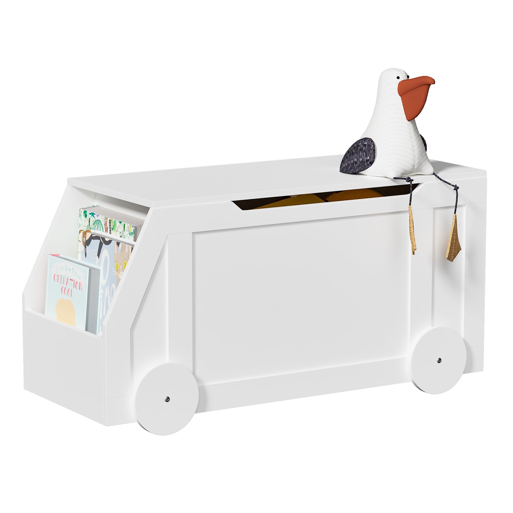 Sitzbank mit Stauraum, Schuhbank, 100 x 40 x 51cm, Kinderzimmer (weiß) | Spielzeugkiste für Kinder, mit Deckel, Spielzeug Aufbewahrungsbox, für Flur, Schlafzimmer, Wohnzimmer
