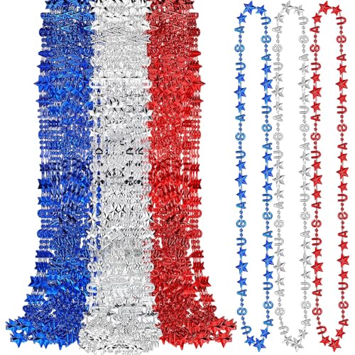Bucherry 72 Pcs 4th of July Necklaces Bulk Patriotic Bead Red White Blue Necklaces Accessories for Patriotic Independent Day Party Favors Costume Decorations