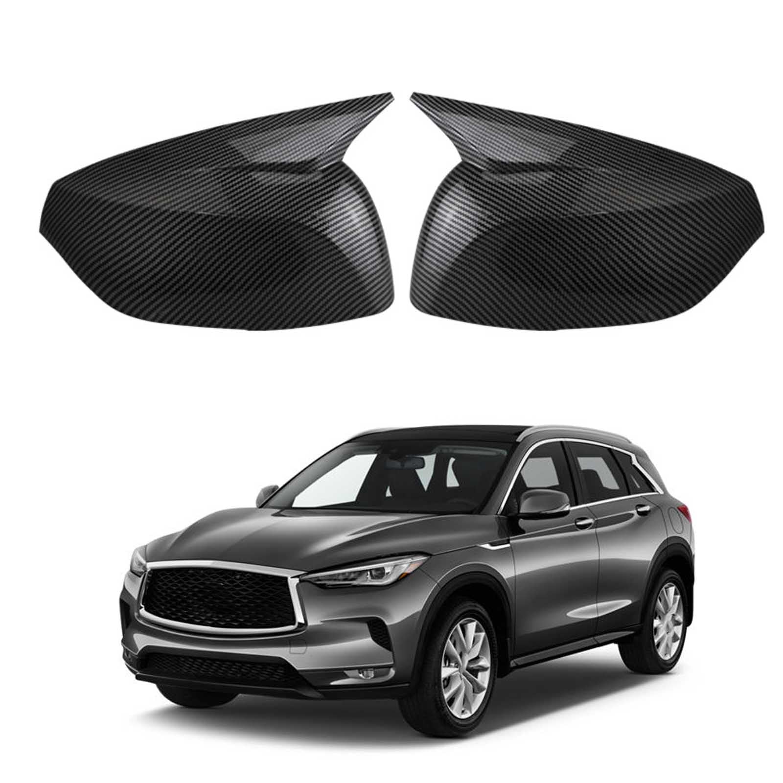 PAPEP Door Mirror Cover Caps for Infiniti QX50 2019-2023, Left Right Side Wing Rearview Mirror Cover Lid 2 Pieces Exterior Styling Accessory,Carbon fiber texture