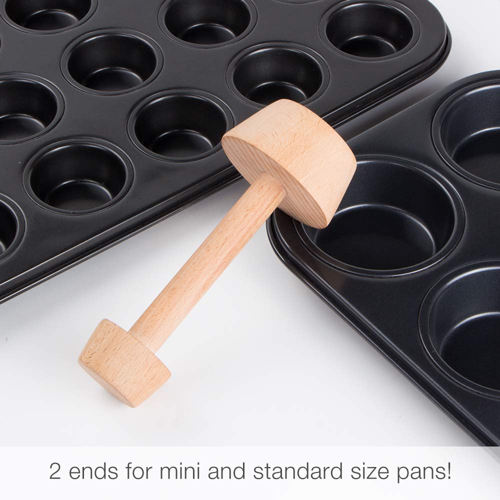 Webake Wood Rolling Pin and Tart Tamper Set,12 Inch Dough Roller for Baking Pie Shell Cookies Pasta Ravioli and Pastry