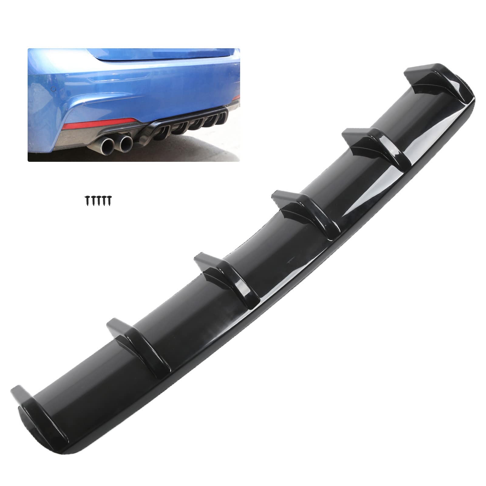 KIMISS Dyfuzor tylny do zderzaka uniwersalny spoiler aerodynamiczny czarny splitter