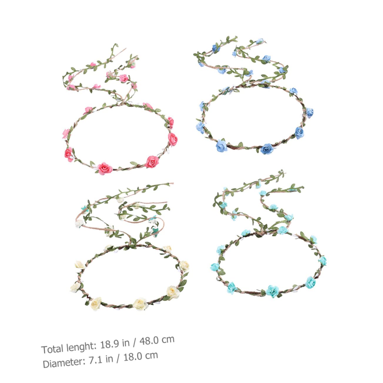 MAGICLULU 5 Set Di Fascia Per Con Di Fiori Per Donna Accessorio Per Feste Nuziali Fascia Floreale Fatta A Mano Per Matrimonio Corone Di Fiori Per Ragazze Per Feste 4 Pezzi*5