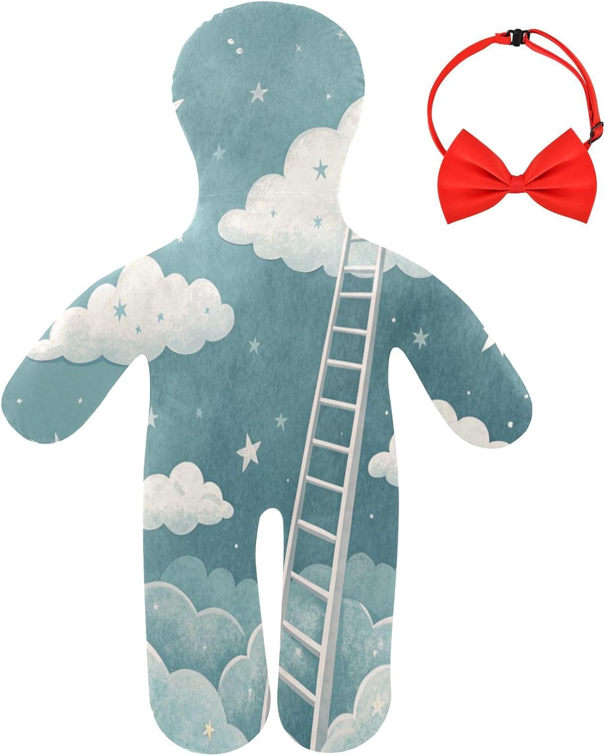 White Clouds Human-Shaped Pillow Soft Body Pillows Washable Velvet Pillows for Anxiety Relief Sleeping Cuddling & Support