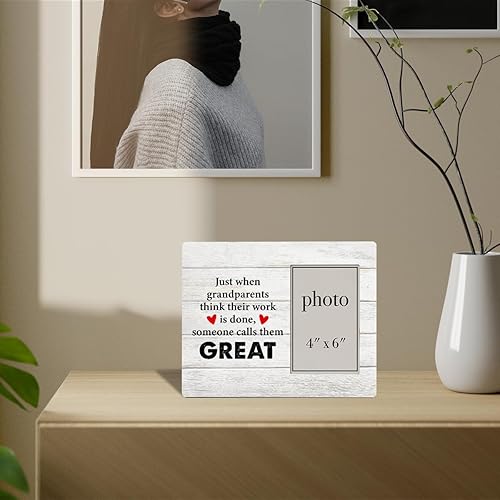 Miniatura 3 de Regalos para abuelos, anuncio de bebé para abuelos, marco de fotos de madera para bisabuelos, regalos para abuelos (para fotos de 4 x 6 pulgadas)