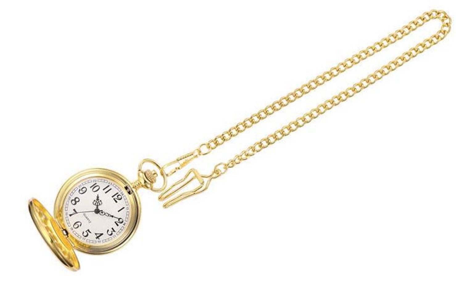 Tiong Montre de Poche à Quartz Lisse Vintage avec chaîne Courte pour Homme et Femme Le Jour de l'anniversaire la fête des pères de Noël