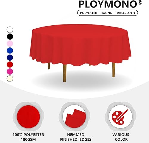 Miniatura 9 de PLOYMONO Paquete de 6 manteles redondos negros para mesas de 70 pulgadas, tela de lino de poliéster a granel, duradera, lavable, para bufé,
