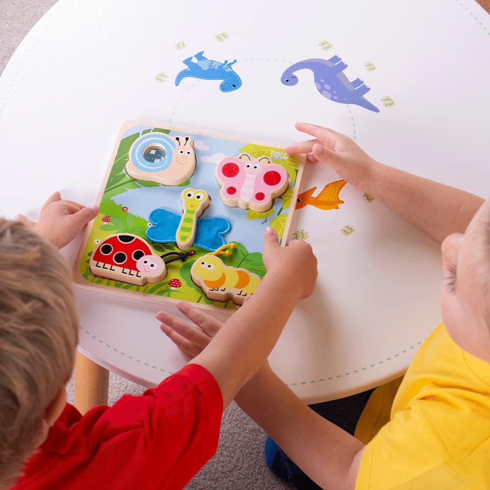 Tidlo Touch & Feel Puzzle (Insects) - Wooden Sensory Puzzles, Kids Animal Jigsaws, Fun & Educational Early Learning Toy, Baby & Toddler Gifts, Age 1 Year Old +